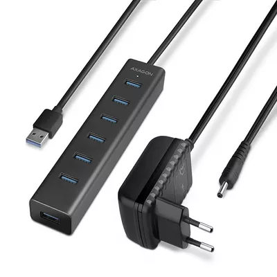 AXAGON HUB 7-portowy HUE-SA7BP USB 3.2 GEN 1 alu charging hub, AC adapter