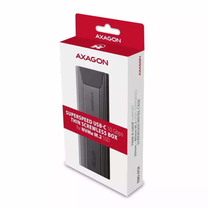 AXAGON Obudowa zewnętrzna aluminiowa bezśrubowa EEM2-GTSA, USB-C 3.2 GEN 2 M.2 NVMe SSD