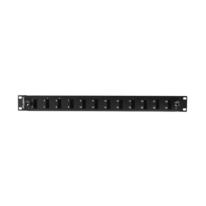 Lanberg Przełącznica światłowodowa 12XSC duplex/12XLC QUAD rack 19 1U czarna + akcesoria