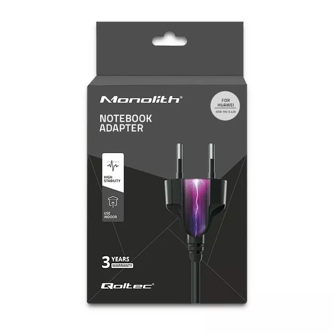 Qoltec Zasilacz do Huawei 65W | 19V | 3.42A | 4.0*1.7 |+kabel zasilający