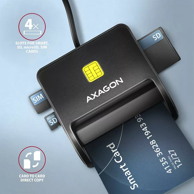 AXAGON CRE-SM3SD Czytnik kart identyfikacyjnych &amp; SD/microSD/SIM USB