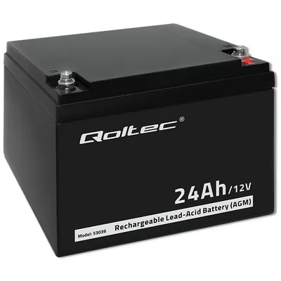 Qoltec Akumulator AGM | 12V | 24Ah | max.7.2A