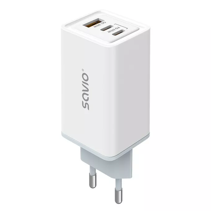 Savio Ładowarka sieciowa USB GaN 65W, Quick Charge 4.0, Power Delivery 3.0, LA-07