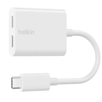 Belkin Adapter Dual USB-C Audio + Charge Rockstar białe