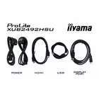 IIYAMA Monitor 23.8 cala XUB2492HSU-W6 IPS,HDMI,DP,100Hz,SLIM,HAS(150mm),4xUSB