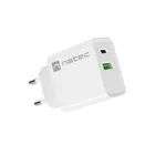 Natec Ładowarka sieciowa Ribera 1x USB-A + 1x USB-C 20W Biała