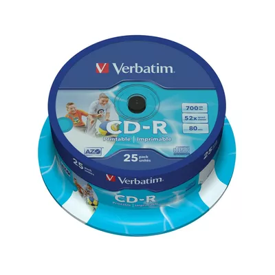 Verbatim CD-R 52x 700MB 25P CB Printable   43439