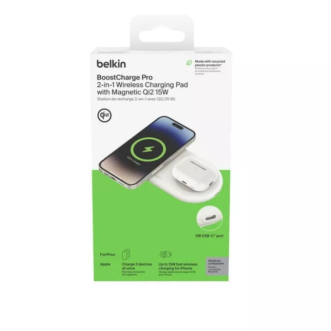 Belkin Ładowarka podwójna BoostCharge Pro Qi2 15W biała