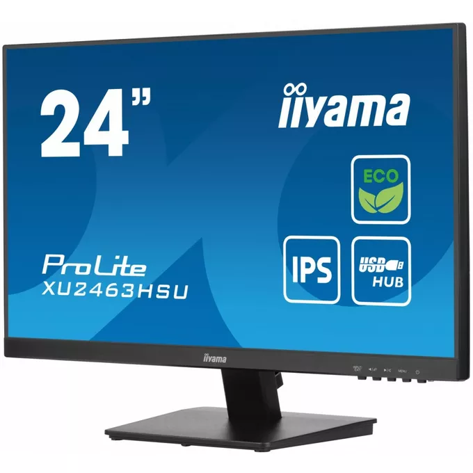 IIYAMA Monitor 24 cale XU2463HSU-B1 IPS,100HZ,ECO,3ms,SLIM,HDMI,DP,2x USB3.2 ,TCO,EPEAT