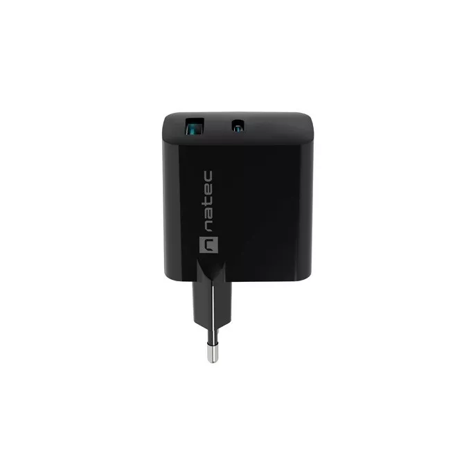 Natec Ładowarka sieciowa Ribera GAN 1X USB-A + 1X USB-C 45W Czarna