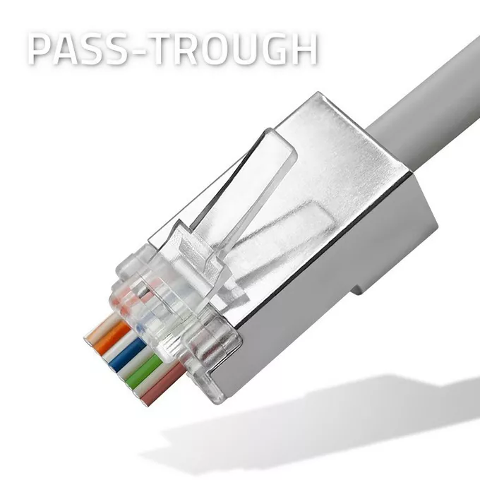 Qoltec Wtyk przelotowy złącze RJ45 | CAT5e | FTP | Pass Through |       Pozłacane styki | 100 sztuk