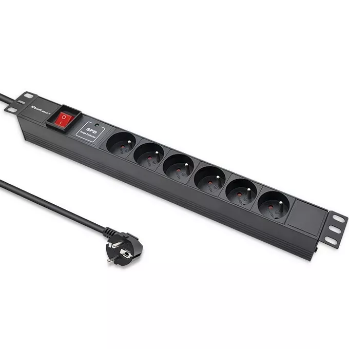 Qoltec Listwa zasilająca PDU do RACK 19&quot; | 1U | 16A | 6xFRENCH | 1.8m