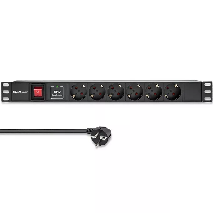 Qoltec Listwa zasilająca PDU do RACK 19&quot; | 1U | 16A | 6xSchuko | 1.8m