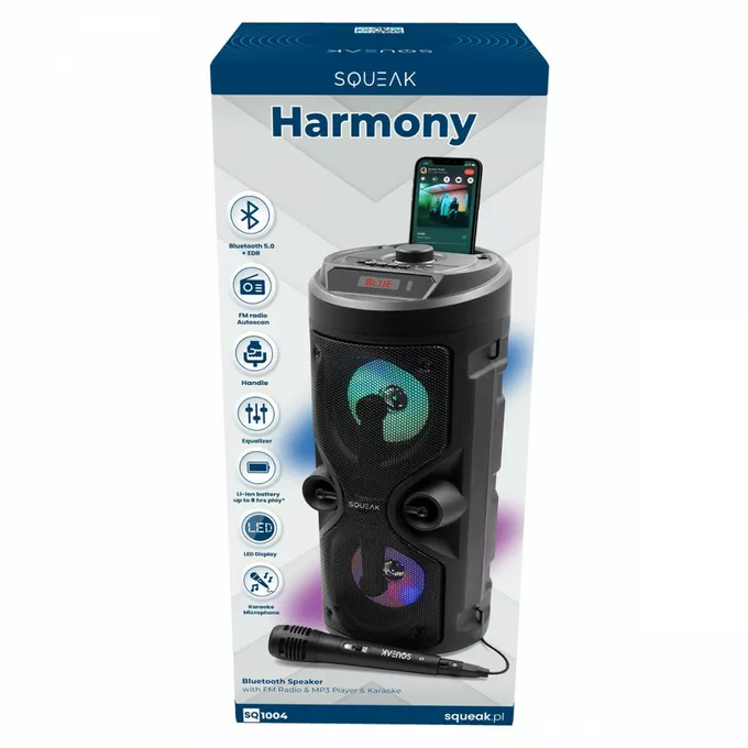 SQUEAK Głośnik Bluetooth 5.0 EDR Harmony SQ1004 Funkcja karaoke