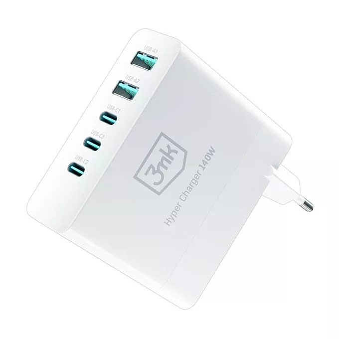 3MK Ładowarka sieciowa 140W 3xUSB-C+2xUSB-A GaN PD QC