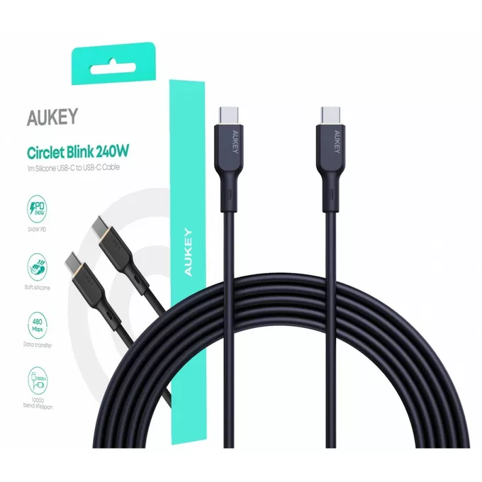 AUKEY CB-SCC241 silikonowy kabel USB-C - USB-C | 1m | 5A | 240 W PD