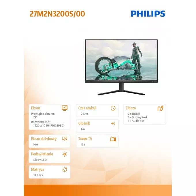 Philips Monitor 27M2N3200S 27 cali IPS 180Hz HDMIx2 DP