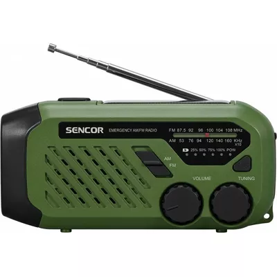 Sencor Radio przenośne alarmowe AM/FM, latarka, power bank, bateria słoneczna