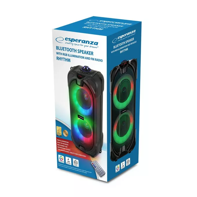 Esperanza Głośnik BT FM LED RGB RYTHM