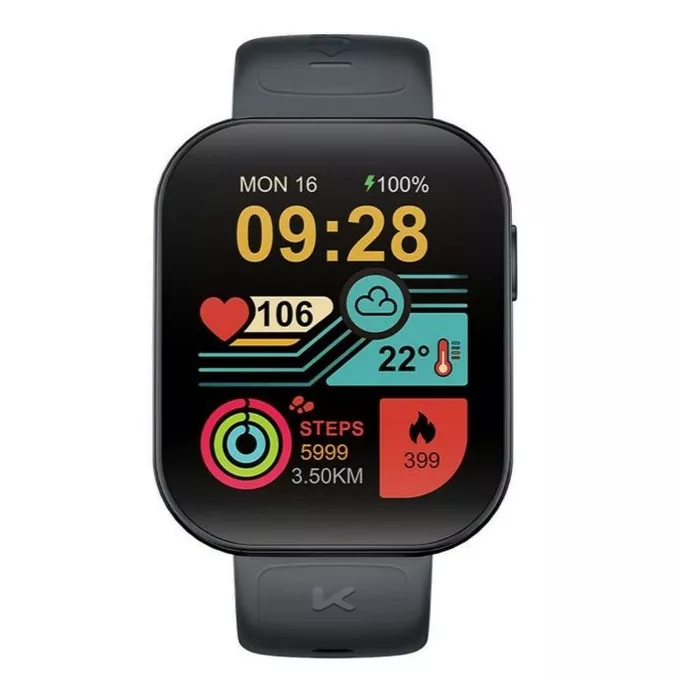 Kumi Smartwatch U6 1.96 cala 300 mAh Czarny