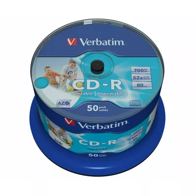 Verbatim CD-R 52x 700MB 50P CB Printable   43438