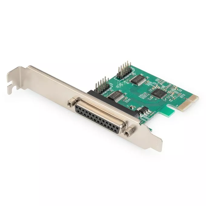 Digitus Karta rozszerzeń/Kontroler LPT/RS232 PCI Express, 1xDB25 2xDB9, Low Profile, Chipset: AX99100