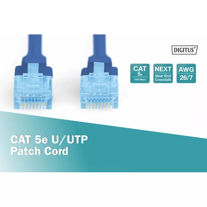 Digitus Patch cord U/UTP kat.5e PVC 1m Niebieski