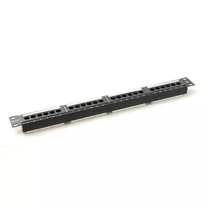 Digitus Patch panel 19&quot; 24 porty, kat.5e, U/UTP, 1U, czarny (kompletny)