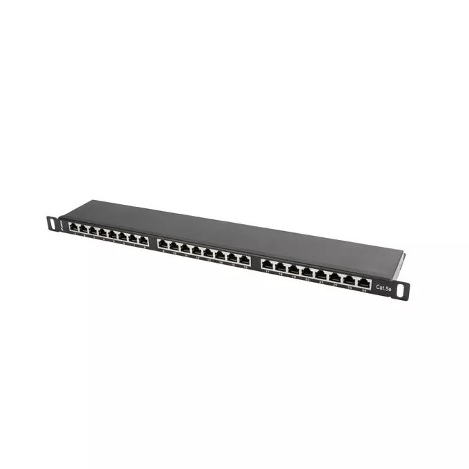 Lanberg Patch Panel 24 Port 0.5U Kat.5E czarny ekranowany