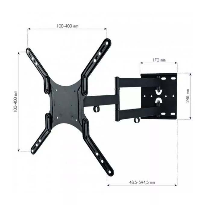 Techly Uchwyt ścienny LCD/LED 23-55cali podwójne ramię, 45kg, czarny