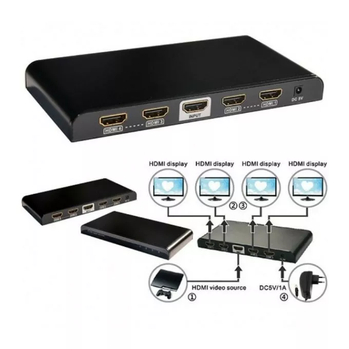 Techly Rozdzielacz-splitter HDMI 1/4 Ultra HD, 3D