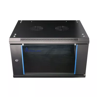 Extralink Szafka wisząca rack 6U 600x600 czarna szklane drzwi