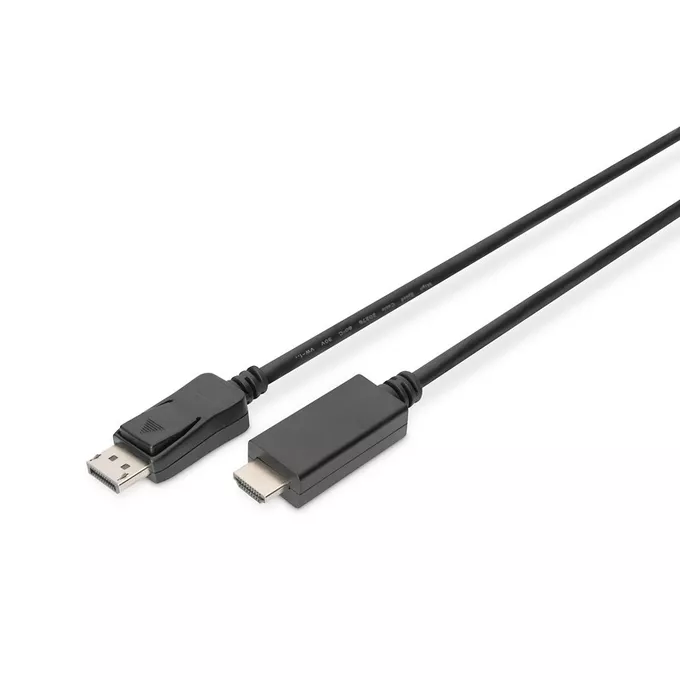 Digitus Kabel adapter DisplayPort 1.2 z zatrzaskiem 4K 60Hz UHD Typ DP/HDMI A M/M czarny 3m