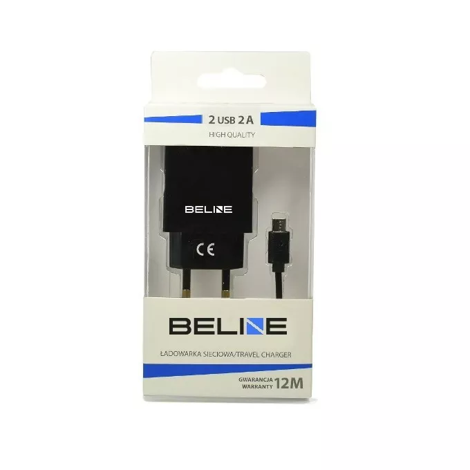 Beline Ładowarka sieciowa 2xUSB + microUSB 2A czarna