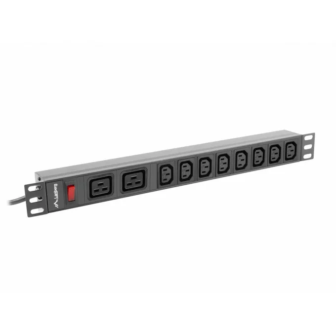 Lanberg Listwa zasilająca Rack PDU 19 cali 1U 16A 2X C19 8X IEC C13 czarny C20