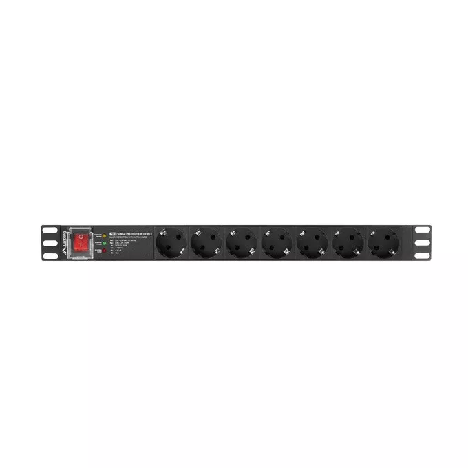 Lanberg Listwa zasilająca rack PDU PRO 19 cali 1U 16A 7X SCHUKO SPD-3MP 2m czarna