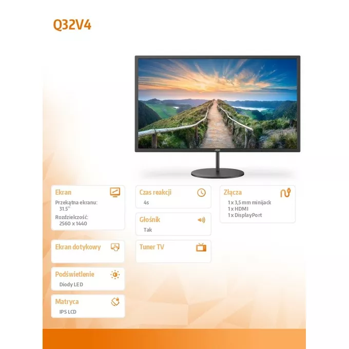 AOC Monitor Q32V4 31.5 IPS HDMI DP Głośniki