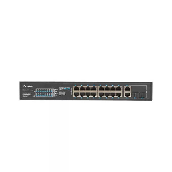 Przełącznik Switch 16X100MB POE+/2XCombo niezarządzalny rack 19 cali Gigabit Ethernet 150W