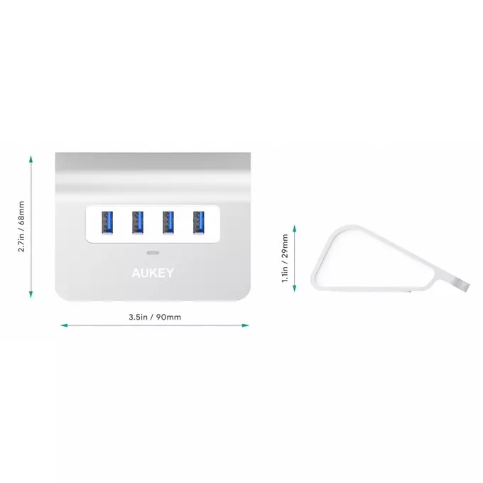 AUKEY CB-H5 aluminiowy HUB USB-A | 4xUSB 3.0 | 5Gbps