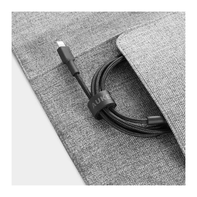 AUKEY CB-CL02 Black nylonowy kabel Lightning-USB C | USB Power Delivery USB-PD | 1.2m | certyfikat MFi Apple