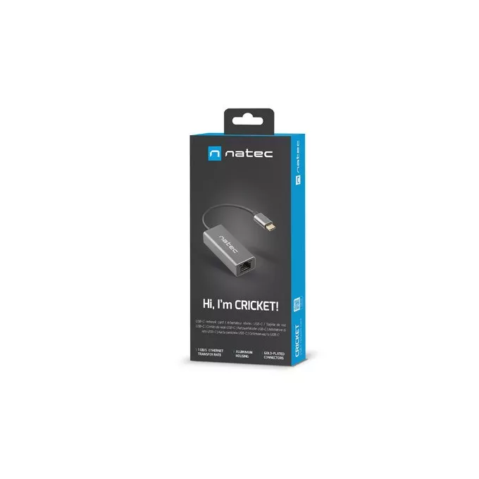 Natec Karta sieciowa Cricket USB-C 3.1 - RJ-45 1Gb na kablu