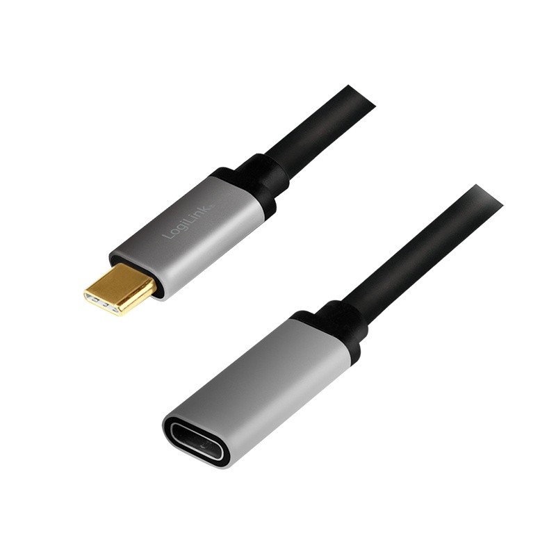 Zdjęcia - Kabel LogiLink  USB-C M/F,4K/60Hz aluminiowy 0.5m 104901 