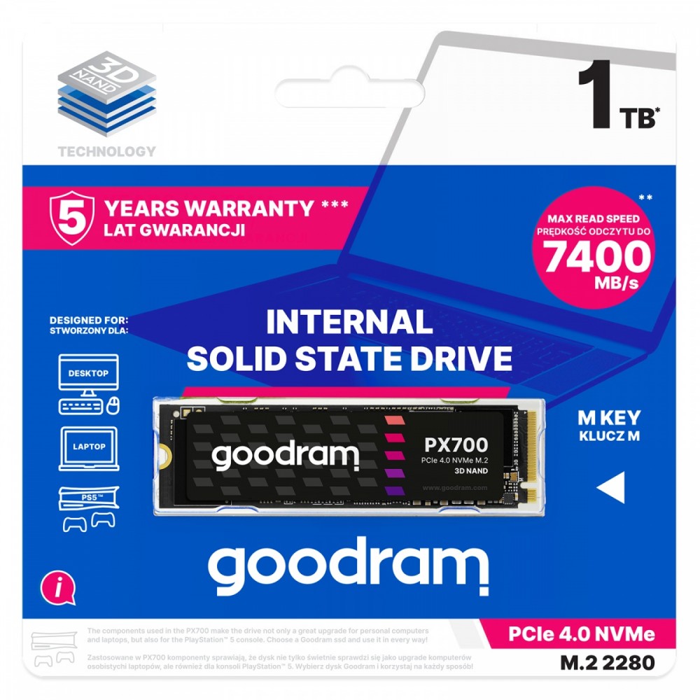 Фото - SSD GOODRAM Dysk  PX700 1TB M.2 PCIe 2280 4x4 7400/6500MB/s 121732 