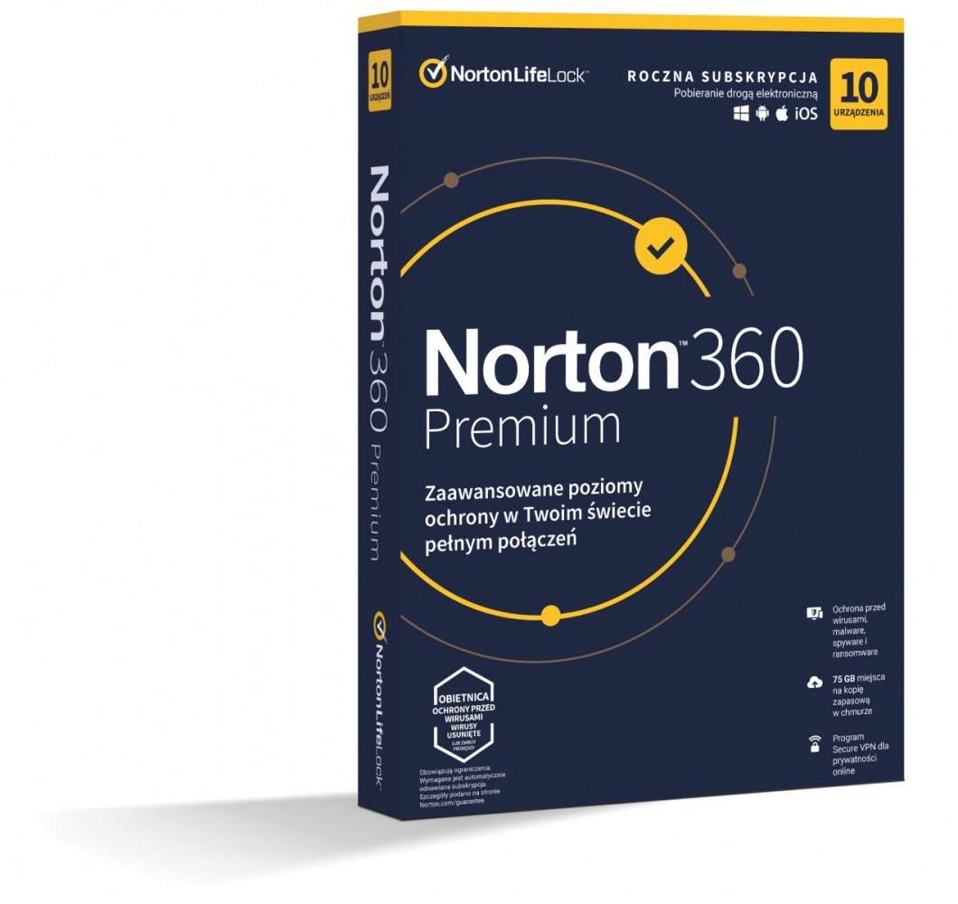 Фото - Програмне забезпечення Norton 360 Premium 75GB PL 1Użytkownik, 10Urz±dzeń, 1Rok 21408749 52659 
